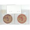 Image 2 : Lot of 2 different 1982 Saskatoon Coin & Stamp Centre 2-inch woods. One in Red, the other in Purple.