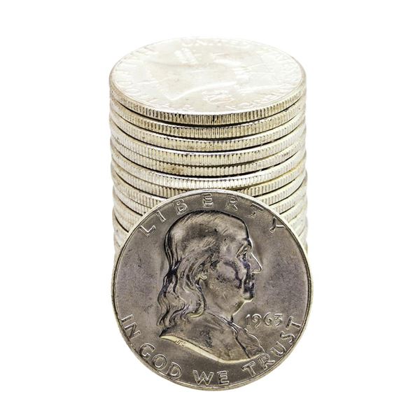 Roll of (20) Brilliant Uncirculated 1963 Franklin Half Dollar Coins