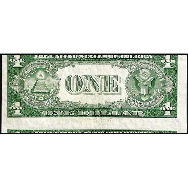 1935E $1 Silver Certificate Misaligned Back Printing Error Note