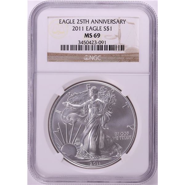 2011 $1 American Silver Eagle Coin NGC MS69