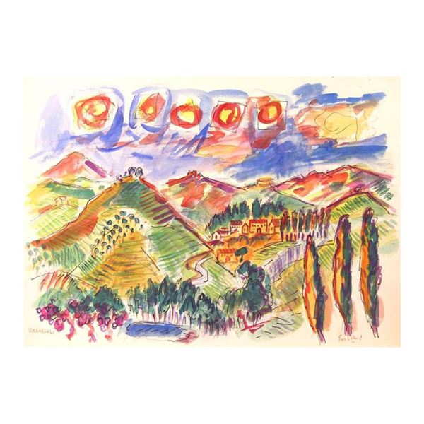 Ensrud "Regaleali Vineyards In Sicily" Original Mixed Media On Paper