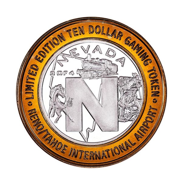 .999 Silver Reno/Tahoe International Airport $10 Casino Limited Edition Gaming Token