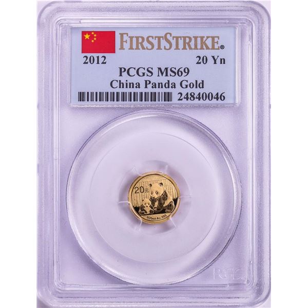 2012 China 20 Yuan 1/20oz Gold Panda Coin PCGS MS69 First Strike