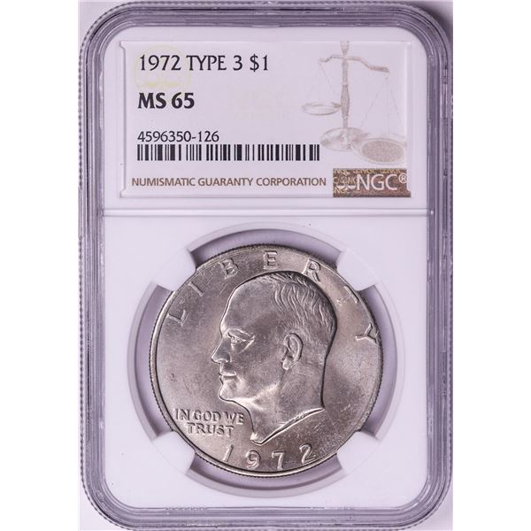 1972 Type 3 $1 Eisenhower Dollar Coin NGC MS65