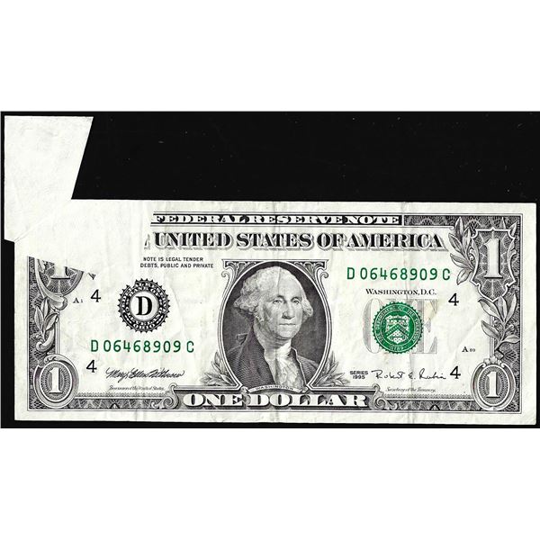 1995 $1 Federal Reserve Fold Over Error Note