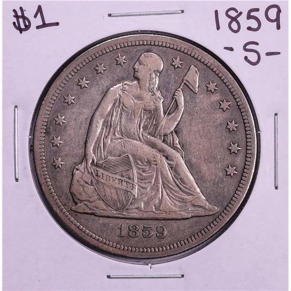 1859-S $1 Seated Liberty Silver Dollar Coin