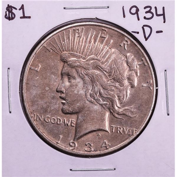 1934-D $1 Peace Silver Dollar Coin