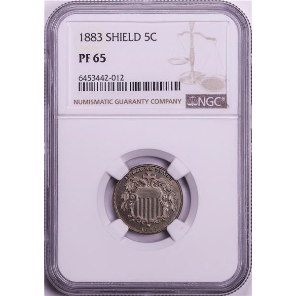 1883 Proof Shield Nickel Coin NGC PF65