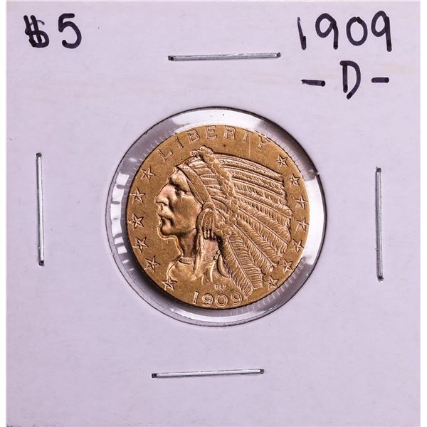 1909-D $5 Indian Head Half Eagle Gold Coin