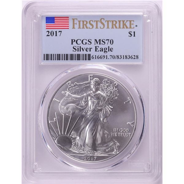 2017 $1 American Silver Eagle Coin PCGS MS70 First Strike