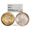 Image 1 : 1923 $1 Peace Silver Dollar Coin NGC MS64 Amazing Toning