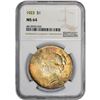 Image 2 : 1923 $1 Peace Silver Dollar Coin NGC MS64 Amazing Toning