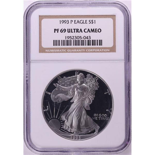 1993-P $1 Proof American Silver Eagle Coin NGC PF69 Ultra Cameo