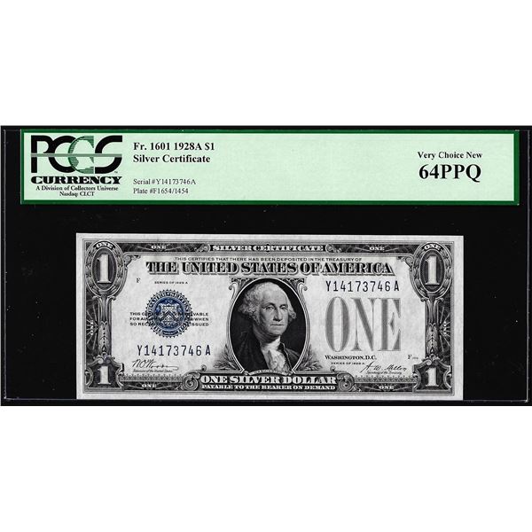 1928A $1 Funnyback Silver Certificate Note Fr.1601 PCGS Very Choice New 64PPQ