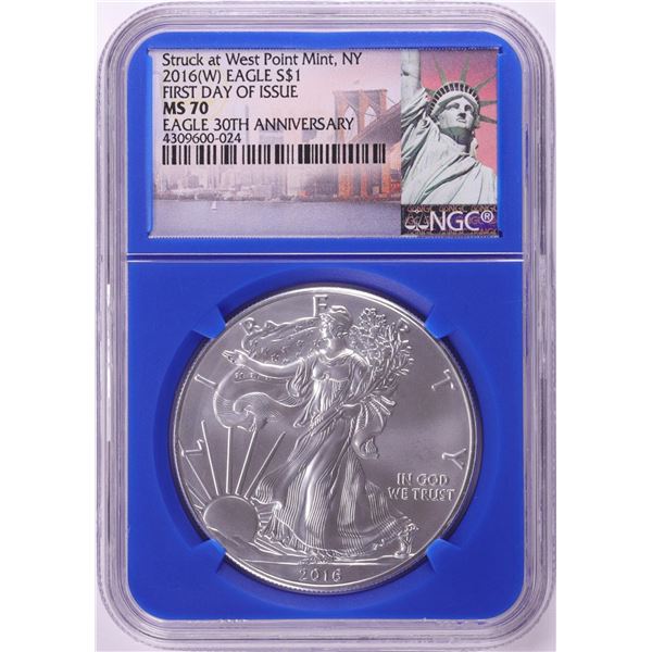 2016(W) $1 American Silver Eagle Coin NGC MS70 First Day of Issue