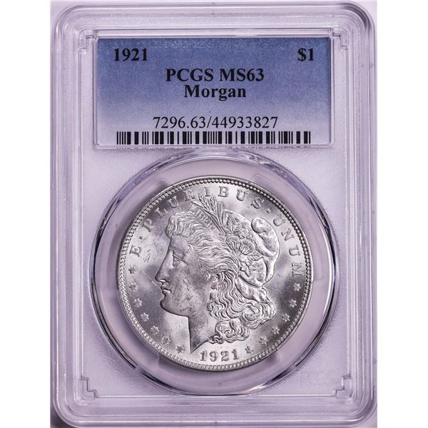 1921 $1 Morgan Silver Dollar Coin PCGS MS63