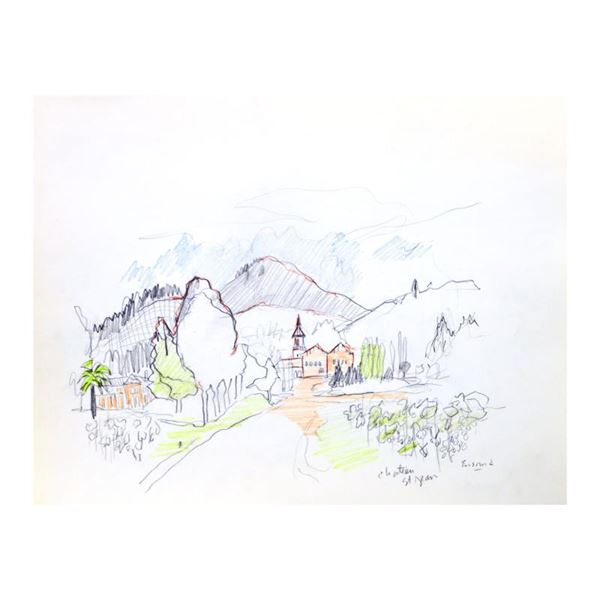 Ensrud "Chateau St Jean, Napa Valley" Original Pencil On Paper