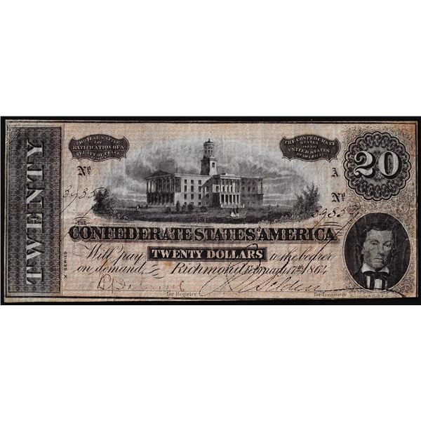 1864 $20 Confederate States of America Note