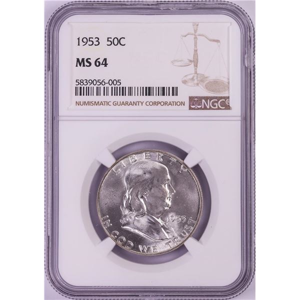 1953 Franklin Half Dollar Coin NGC MS64