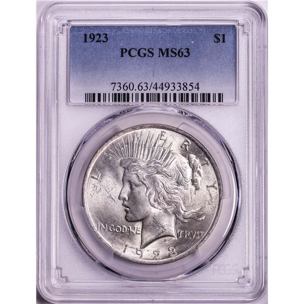 1923 $1 Peace Silver Dollar Coin PCGS MS63