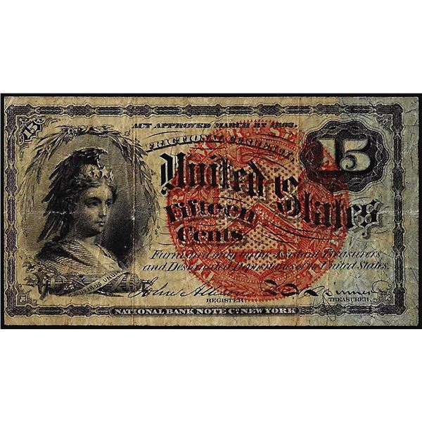 March 3rd, 1863 Fourth Issue Fifteen Cents Fractional Currency Note