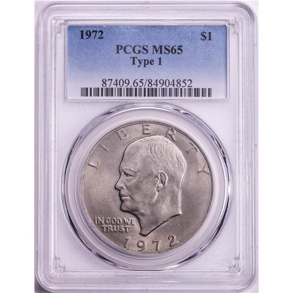 1972 Type 1 $1 Eisenhower Silver Dollar Coin PCGS MS65