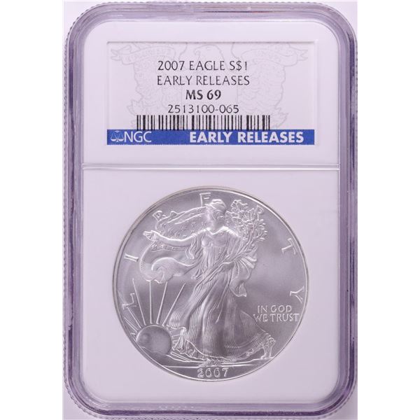 2007 $1 American Silver Eagle Coin NGC MS69 Early Releases