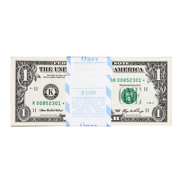 Pack of (100) Consecutive 2006 $1 Federal Reserve STAR Notes Dallas