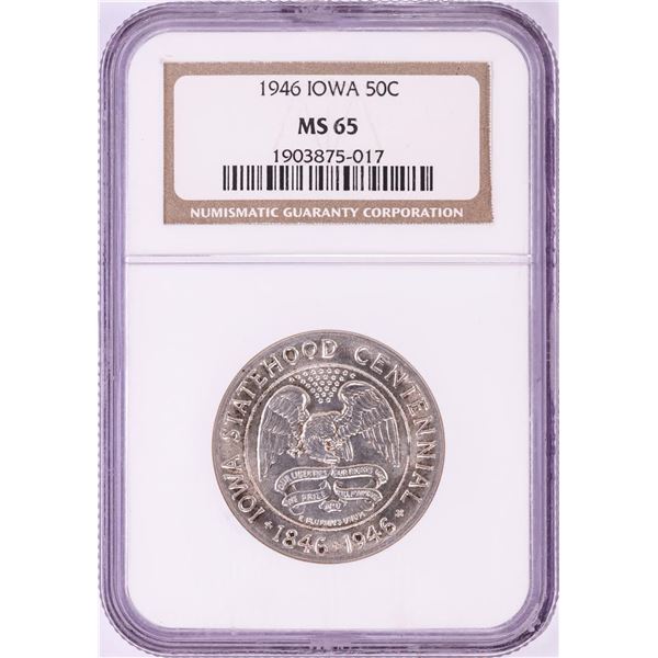 1946 Iowa Commemorative Half Dollar Coin NGC MS65