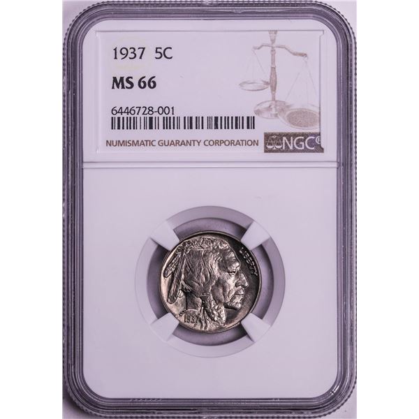 1937 Buffalo Nickel Coin NGC MS66