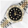 Image 3 : Rolex Men's Two Tone Black Pyramid Diamond Datejust Wristwatch