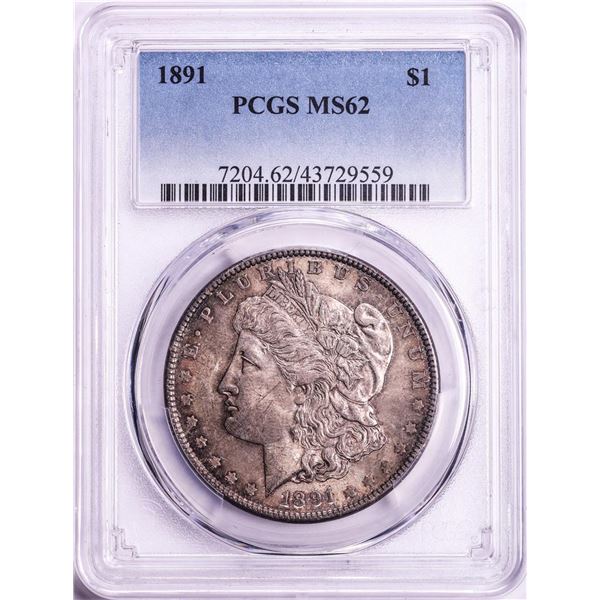 1891 $1 Morgan Silver Dollar Coin PCGS MS62
