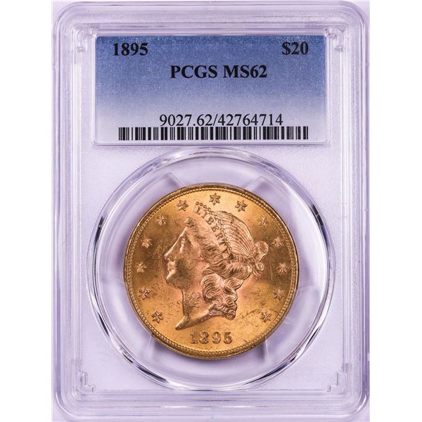 1895 $20 Liberty Head Double Eagle Gold Coin PCGS MS62