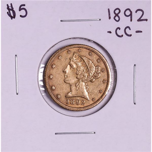 1892-CC $5 Liberty Head Half Eagle Gold Coin