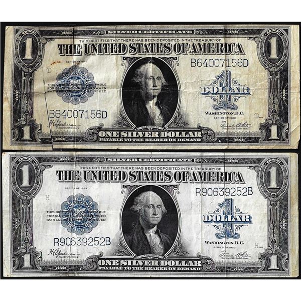 Lot of (2) 1923 $1 Silver Certificate Notes - Damaged