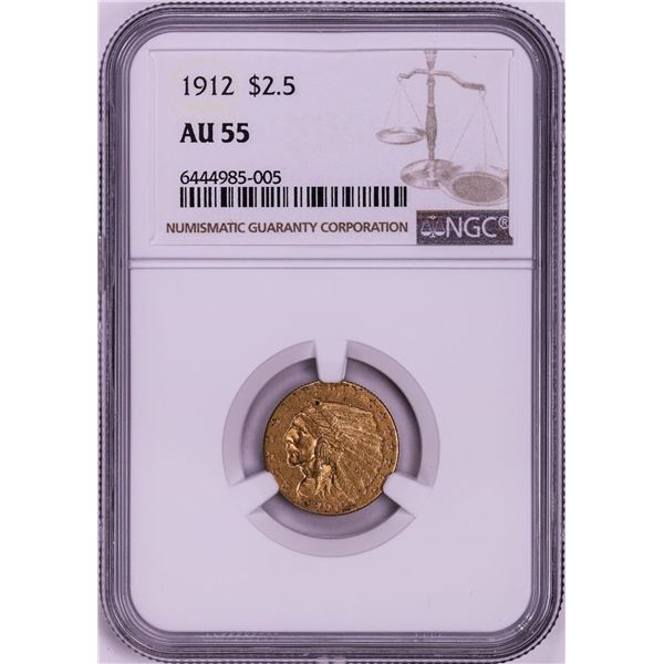 1912 $2 1/2 Indian Head Quarter Eagle Gold Coin NGC AU55