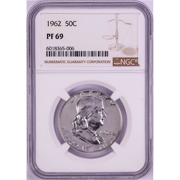 1962 Proof Franklin Half Dollar Coin NGC PF69