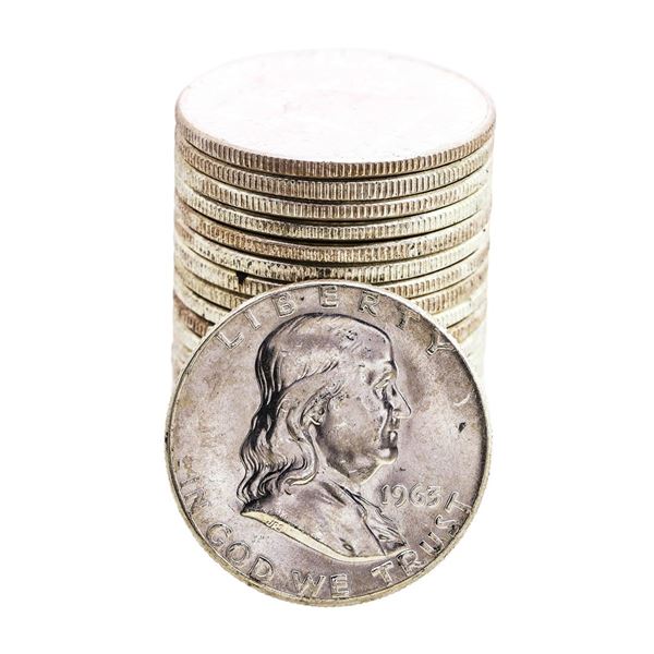 Roll of (20) Brilliant Uncirculated 1963 Franklin Half Dollar Coins