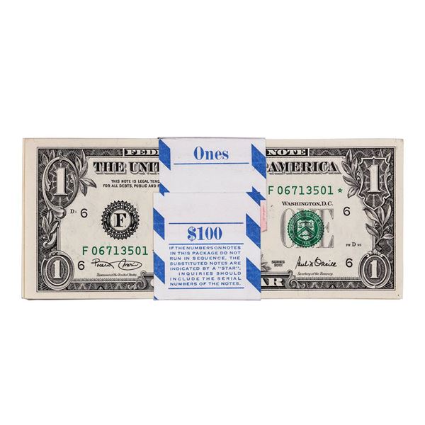 Pack of (100) Consecutive 2001 $1 Federal Reserve STAR Notes Atlanta