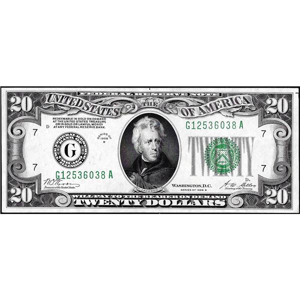 1928B $20 Federal Reserve Note Chicago