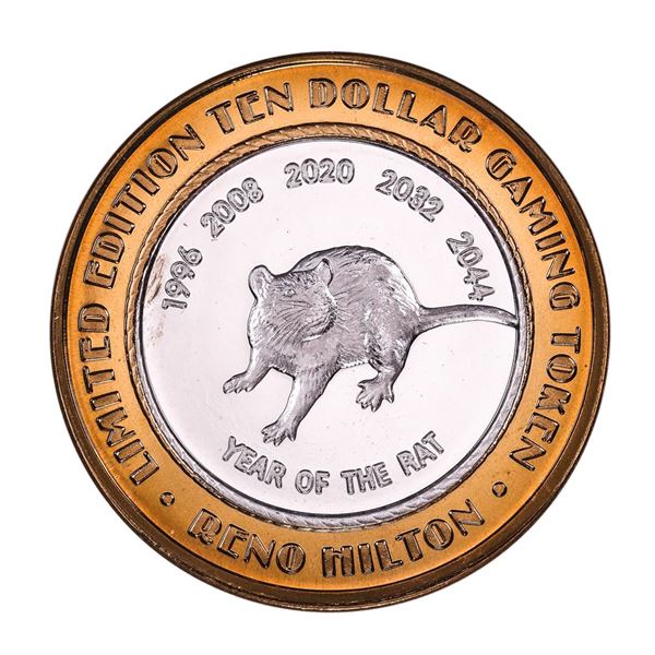 .999 Silver Reno Hilton Nevada $10 Casino Limited Edition Gaming Token