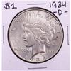 Image 1 : 1934-D $1 Peace Silver Dollar Coin