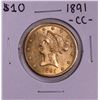 1891-CC $10 Liberty Head Eagle Gold Coin