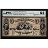Image 1 : 1840-50s $5 Canal & Banking Co. New Orleans Obsolete Note PMG Choice Uncirculated 64