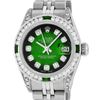 Image 1 : Rolex Ladies Stainless Steel Green Vignette Diamond & Emerald Datejust Wristwatch