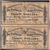 Image 1 : Uncut Sheet of (2) 1864 $30 Confederate States of America Bond Coupons