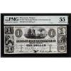 Image 1 : 1844 $1 Marine & Fire Insurance Sinipee, WI Obsolete Note PMG About Uncirculated 55