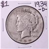 Image 1 : 1934-D $1 Peace Silver Dollar Coin