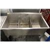 Image 1 : 4' STAINLESS STEEL 3-WELL COMMERCIAL SINK