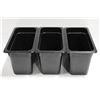 THREE 1/3 SIZE CAMBRO POLYCARB FOOD INSERTS- 8"